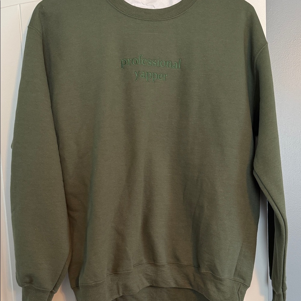 “Professional Yapper” Green Crewneck Sweater